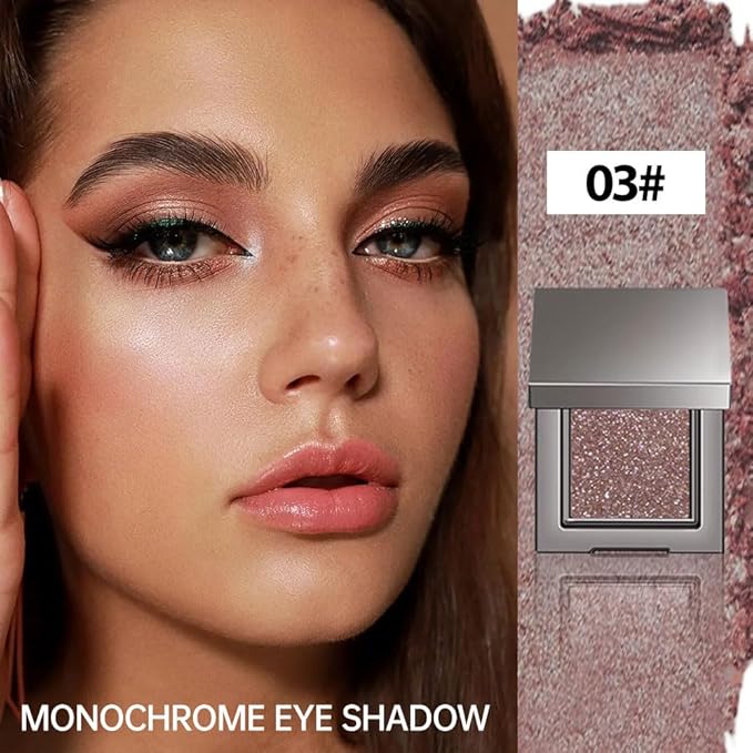 Single Glitter Eyeshadow Palette Makeup– velvet Cream Shimmer MIni Eye Shadow,Velvet Eyeshadow Palette –Shimmer Eye Makeup – Vegan& Cruelty-Free. (03#Brown glitter, 1 Count (Pack of 1))