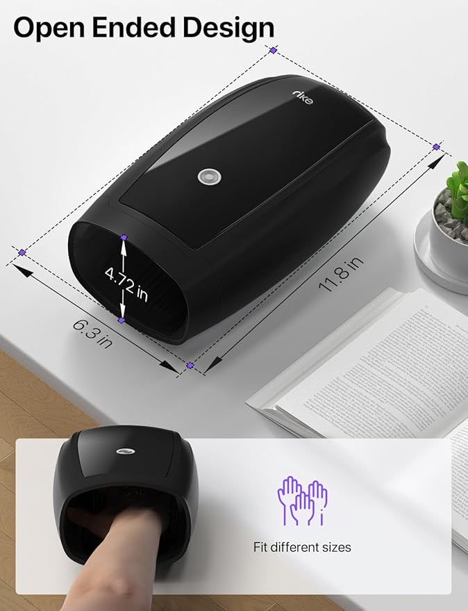 RIKE Hand Massager, 6 Modes 6 Intensities Hand Massager with Heat and Compression Arthritis and Carpal Tunnel, Birthday Gifts for Women Men (Black)