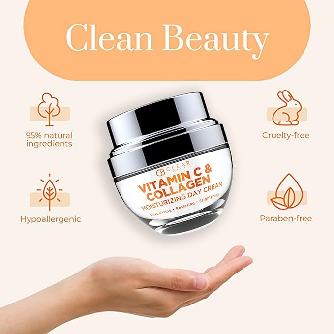 Vitamin C & Collagen Daily Face Moisturizer - Dermatologist Tested, Restores & Brightens Skin Tone, Firming, Anti-Aging Cream, Cruelty-Free Korean Skin Care, All Skin Types - 2 Pack