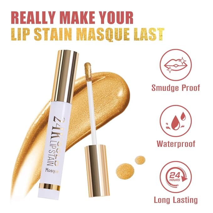 Ruby Red Liquid Matte Lip Liner Stain Peel Off with Tweezer, Long Lasting, Waterproof New Gold Matte Lipstick Lip Gloss Tattoo for Women, Smudge-proof Non-Stick Cup Lip Tint Makeup 03#