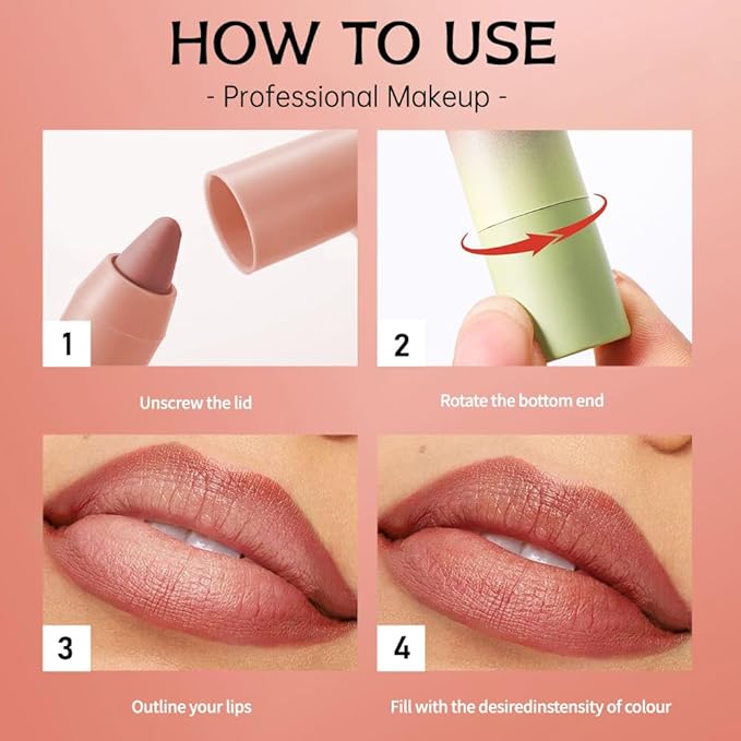 Dusty Rose Matte Lip Liner Pencil – Smooth & Moisturizing Lip Pencil for Precise Contour, Rich Color Payoff, Lightweight Everyday Lip Makeup, Twist-Up Design,01#