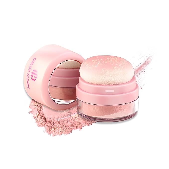 Color Nymph Powder Blusher, Face Blush Mushroom Air Cushion Micro-Shimmer Blusher For Cheek Rare Beauty Blush Makeup For Cool White Skin Highly Pigmented 01# Sakura Pink