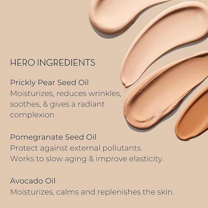 INIKA Organic BB Cream Foundation - Vegan Makeup with Hydrating Prickly Pear, Jojoba, and Pomegranate Seed Oil - Lightweight Glow for Balanced Skin Tone, Beige, 1 fl oz