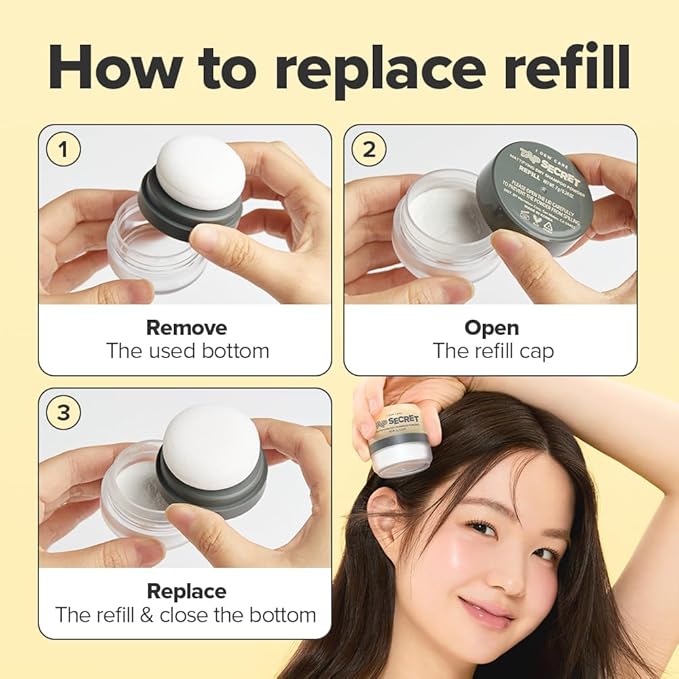 I DEW CARE Tap Secret Dry Shampoo Powder Refill with Biotin | Strengthening & Volumizing, Refillable, Travel size, Non-aerosol, Korean Ginseng, Dry Shampoo for Women, Women Stocking Stuffers, 0.24 Oz