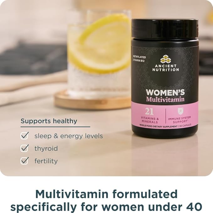 Ancient Nutrition Multivitamin for Women, Multi Women's, Vitamin D, C, B12, Zinc, Magnesium, Supports Healthy Immune System and Bone Health, 90 Ct