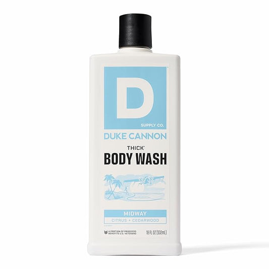 Duke Cannon Supply Co. Thick High Viscosity Body Wash – 3X Thicker, Cleansing Shower and Bath Gel, Mineral-Enriched for Men – Shower Gel – Men’s Body Scrub – Midway (18 oz)