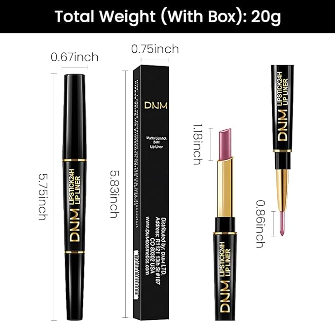 evpct 1Pcs Light Plum Rose Matte Lip Liner and Lipstick Combo Set Kit for Women, Magic Neutral Lipsticks 24 Hours Original Lipstick and Lips Liner Pencil Stain Makeup Long Lasting Waterproof, 24#