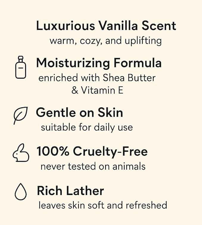 Vanilla Party Liquid Bath Soap – 10 fl oz – Hydrating, Gently Scented Body Wash for Soft, Glowing Skin