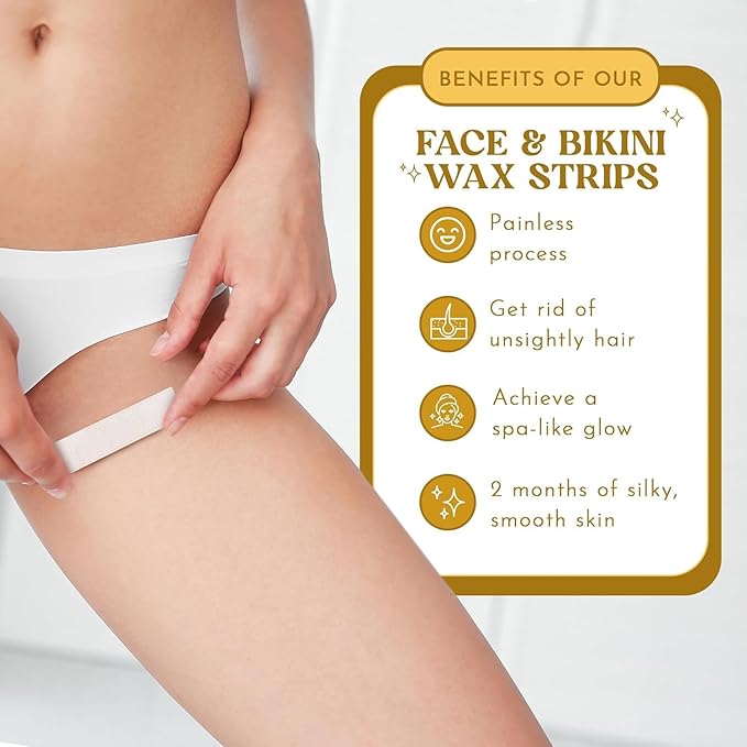 MOOM Express Wax Strips with Chamomile & Lavender, Hair Removal Kit with Finishing Oil – Face, Bikini Area & Brazilian, 10 Double-Sided Strips (2 Pack), 40 Count