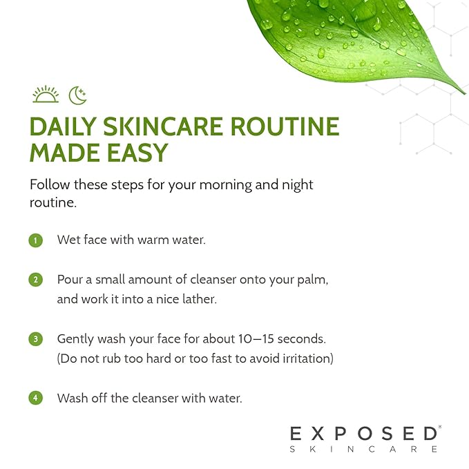 Exposed Skin Care, Acne Facial Cleanser with 0.5% Salicylic Acid for Sensitive and Acne-Prone Skin – Gentle Daily Face Wash for Breakout, Blackhead and Excess Oil – Natural, Non-toxic and Cruelty Free