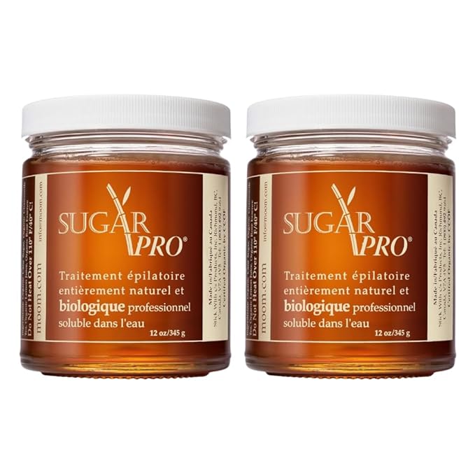 MOOM Sugar Pro - Organic Sugar Wax Hair Removal, Personal & Professional for Men & Women, Body, Armpit, Face, Bikini Leg 100% Natural & Washable Sugaring Wax 12 oz (2 Pack) Strips/Sticks NOT Included