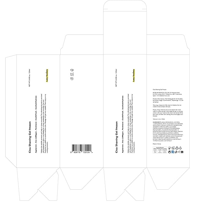 Cica Shaving Gel Frozen - Transparent Sensitive Skin Cooling Care designed to calm and refresh (8.45 Fl Oz)