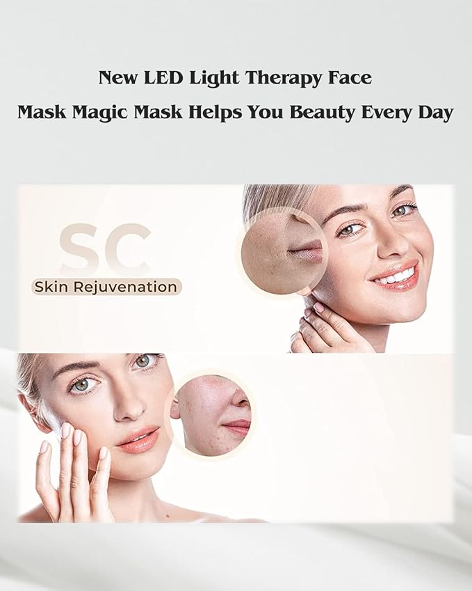 Red-Light-Therapy-Mask, Led Light Therapy for Face, 7 Colors Led Face Mask Facial Led Light Therapy Tool Skin Care Equipment at Home, Facial Neck Body Hand Beauty Mask