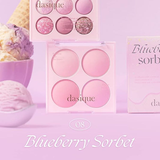 Dasique Blending Mood Cheek #08 Blueberry Sorbet | 4 Blendable Shades in Lightweight Smooth Powder | Vegan | Blush