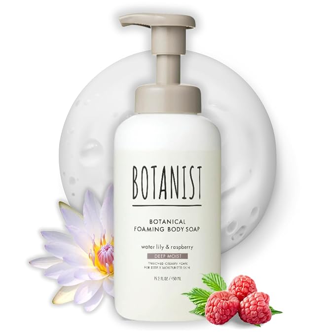 Botanist Shea Butter Body Wash for Women & Men, Foaming Body Wash for Sensitive Skin with Coconut Oil & Almond Extract, Sulfate & Paraben Free Whipped BODY WASH from Japan 15.2 Fl Oz LILY & RASPBERYY