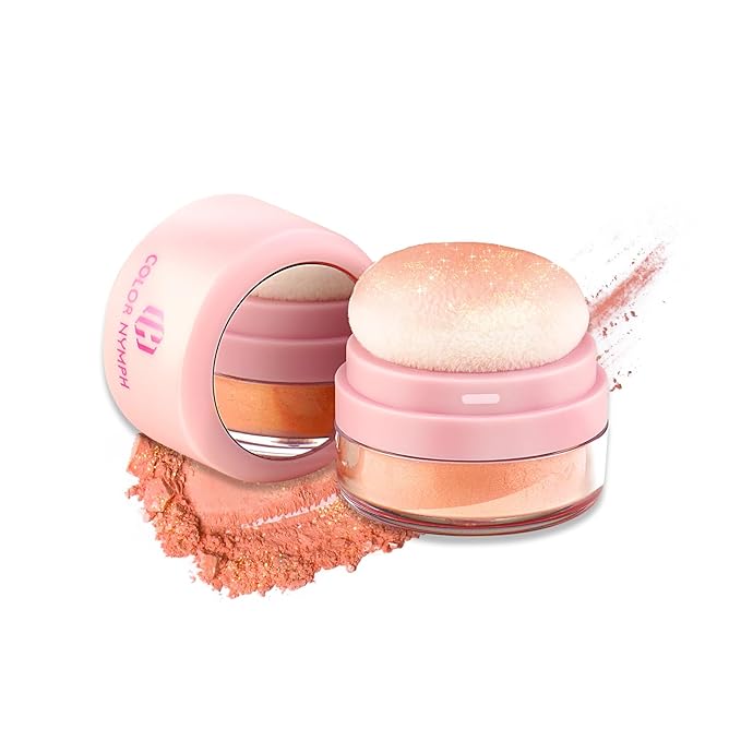 Color Nymph Cushion Blusher, Micro-Shimmer Face Blush For Brown/Tan/Dark Brown/Deep Skin Cheek Blusher Mushroom Air Cushion Blush Highly Pigmented 06# Orange Pink