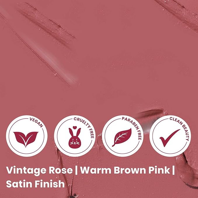 True + Luscious Super Moisture Lipstick | Satin Cream Lip Color for Lasting Hydration | Hyaluronic Acid Konjac Root Powder | Vegan Cruelty-Free Gluten-Free Flatters All Skin Tones | Vintage Rose