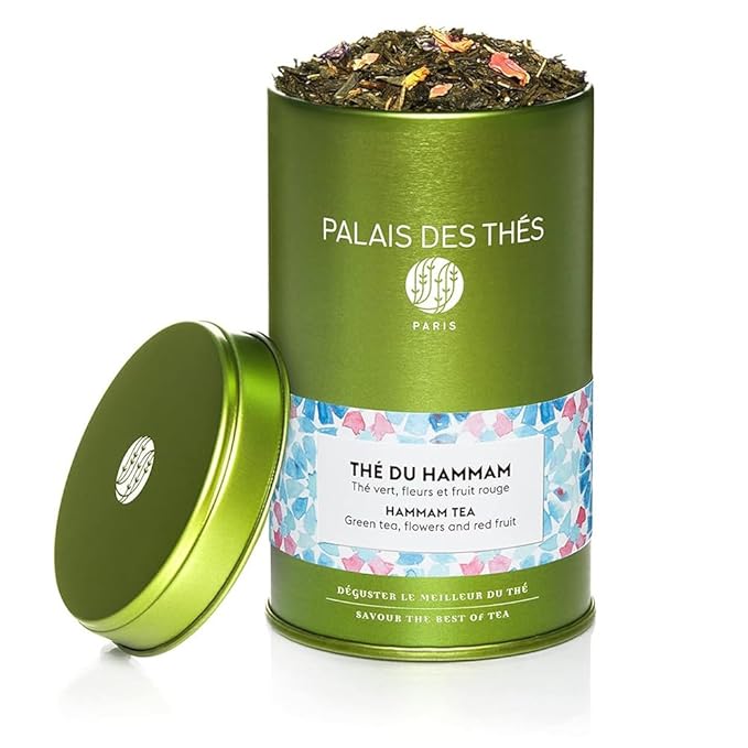Palais des Thés - Hammam Tea - Green Tea, Rose & Red Berries - Premium Loose Leaf, Serves 20-25 Cups - 3.5oz Tin