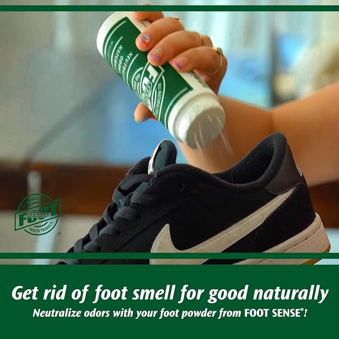 FOOT SENSE All Natural Foot & Shoe Powder, Foot Deodorant, Talc-Free, Odor Eliminator, Disinfects & Deodorizes, Long-Lasting up to 6 Months Safe for Men, Women, Kids, Athletes, 50g (2 Pack)