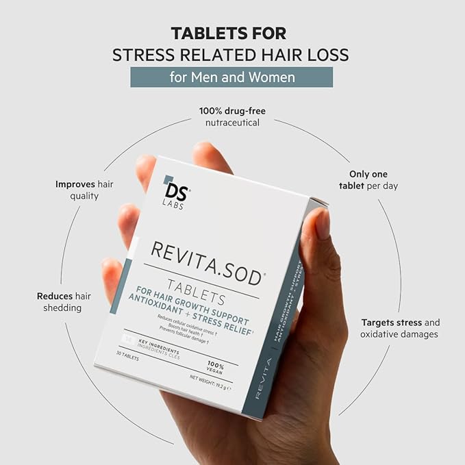DS Labs Revita.SOD Hair Support Tablets - Daily Hair Wellness Supplement with Superoxide Dismutase, Zinc & Ashwagandha, For Men & Women, 30 Tablets