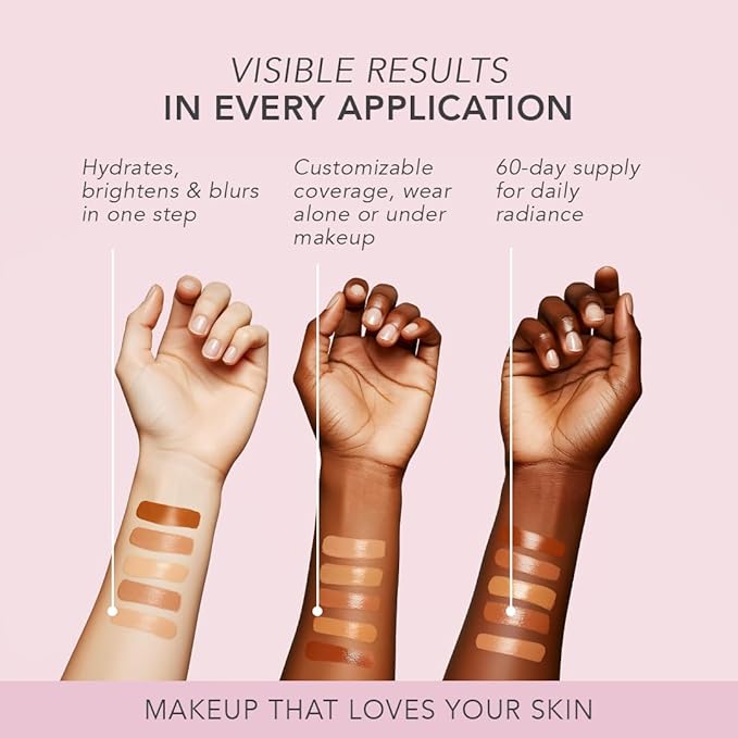 Doll 10 TCE Liquid Filter – CC Cream - Liquid Foundation - Lightweight Tinted Moisturizer & Skin Tint - Blurs Pores & Fine Lines - Vegan - Clean Makeup - [ Deep ] - 30 Day Supply