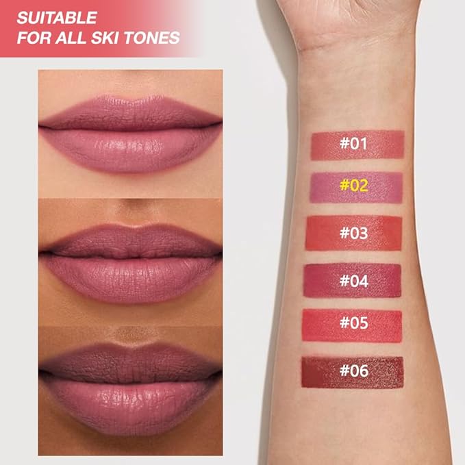 Mauve Plum Red Matte Lipstick Crayon for Women, Long Lasting Waterproof Velvet Lip Liner Pencil, High Pigment Creamy Lipstick, Longwear Non-Drying Lip Makeup Cruelty-free 24 Hours, 02#