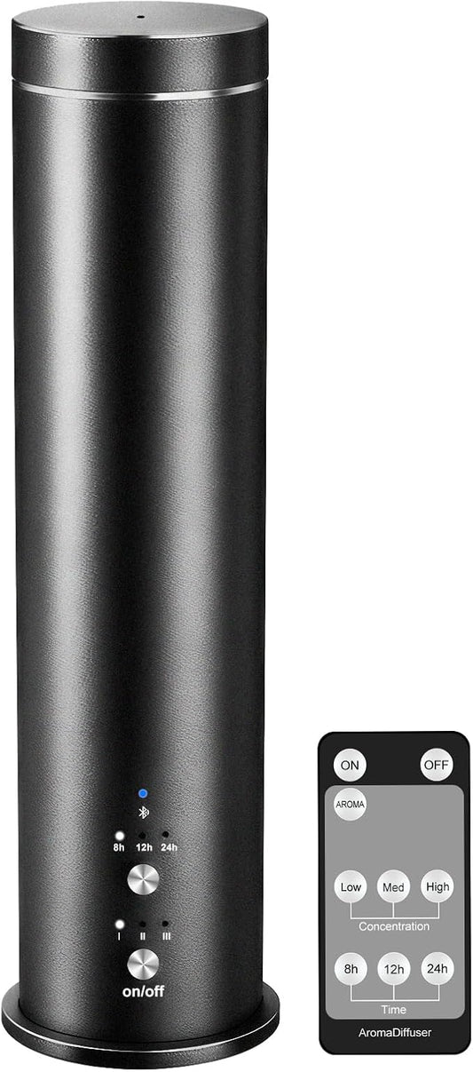 Waterless Essential Oil Diffuser Large Room Scent Diffuser for Home, Office, Hotel and Spas - Aromatherapy Diffuser Fragrance Oil Machine, Remote Control, Timer, Black