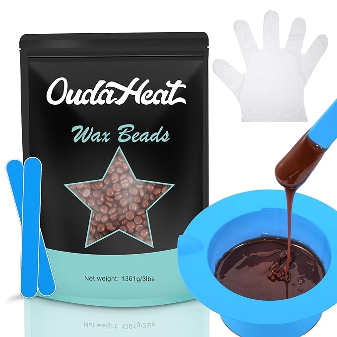 3 lb Hard Wax Beads, All-purpose Wax Beans with Silicone Wax Pot for Sensitive Skin, Brazilian Coarse Waxing for Bikini, Face, Eyebrow, Back, Chest, Legs, Armpit, Women Men, Cream