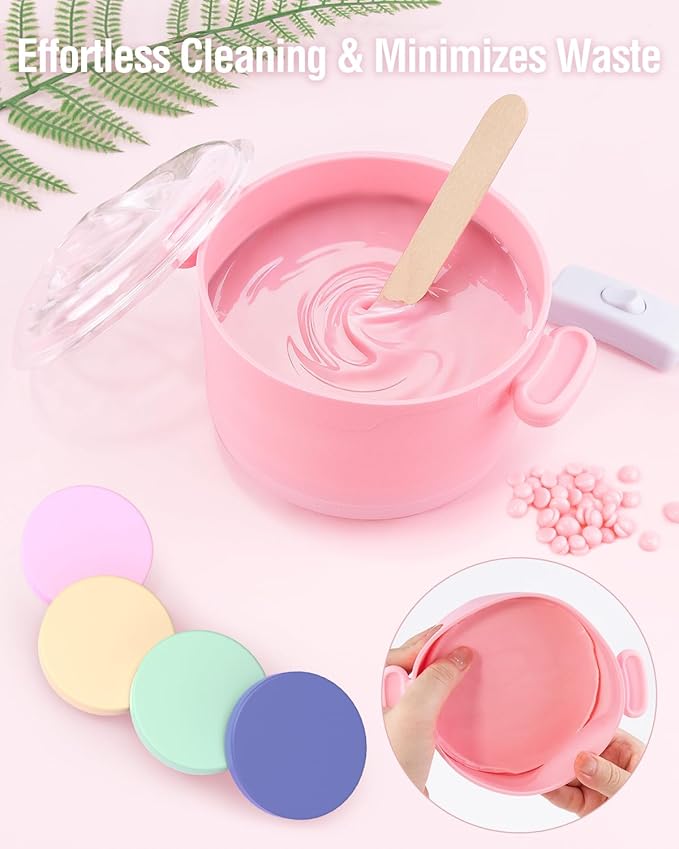 Silicone Wax Warmer for Hair Removal, Foldable Hot Wax Melter Machine for Hard and Soft Wax Beads, 18.6oz Electric Waxing Kit Fast Heating Silicone Pot for Full Body, Legs, Face, Eyebrows & Bikini