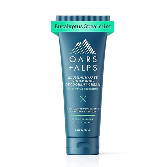 Oars + Alps Whole Body Deodorant for Men & Women, Aluminum Free & Deodorant with Spearmint, Citrus, Cedar, Multi-Action Odor Defense, Long Lasting, Anti-Chafe, Eucalyptus Spearmint, 2.5oz