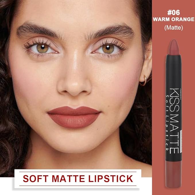 evpct 1Pcs Brown Matte Lipstick and Lip Crayon Liner Pencil Pen Set for Women Roll up Lip Liner Dark brown Lip Stain Long Lasting Waterproof labiales mate magicos 24 horas originales 06