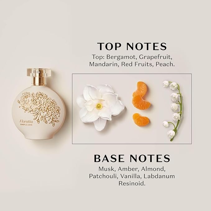 O BOTICARIO Floratta Simple Love Eau de Toilette, Long-Lasting Floral Fragrance Perfume for Women, 2.5 Ounce