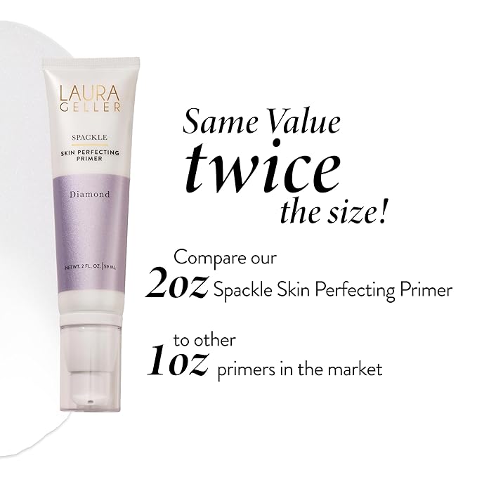LAURA GELLER NEW YORK Spackle Primer - Diamond - Super-Size 2 Fl Oz - Hyaluronic Acid Makeup Primer for Mature Skin