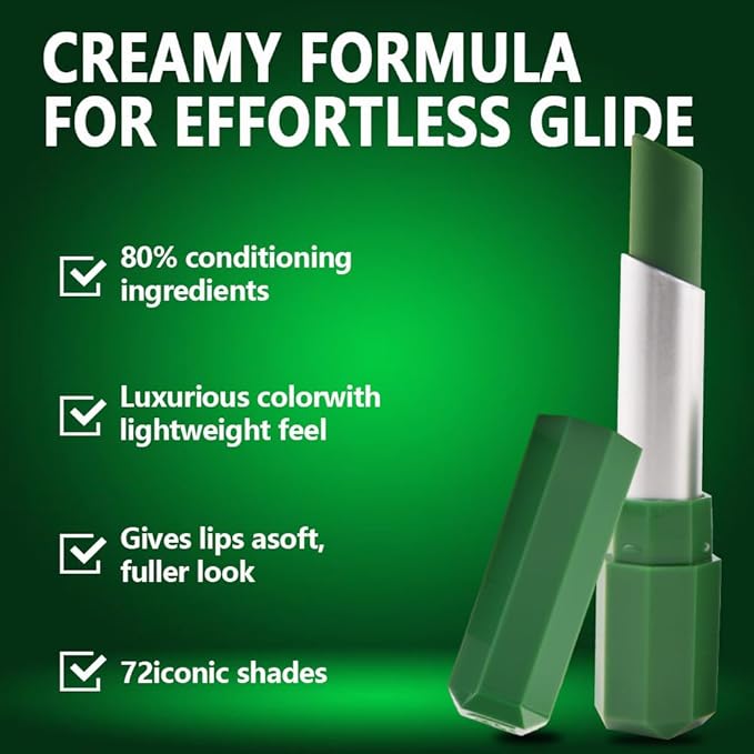 Light Green Matte Creamy Lipstick for Women, Longwear Lip Gloss Face Paint Stick, Lip Stick Stain Long Lasting Waterproof Easy Application Full Coverage Velvet Gloss for Party Halloween Makeup 20