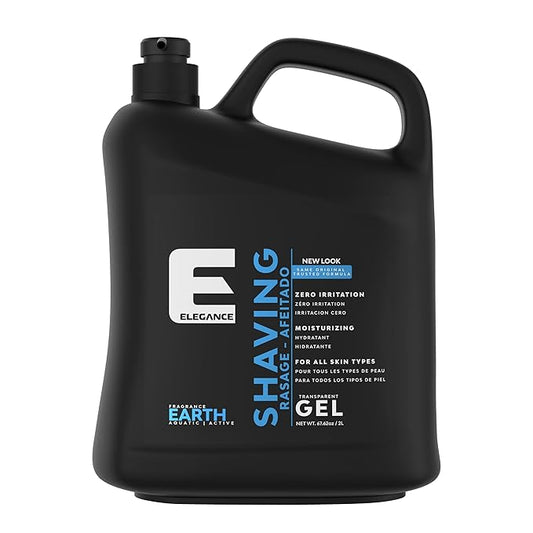 E Elegance Barber Accessories - Transparent Shaving Gel For Men Or Women, Aquatic/Acive Earth Fragrance - The Ultimate Shaving Solution For A Smooth, Irritation-Free Experience, 4.2 Pounds