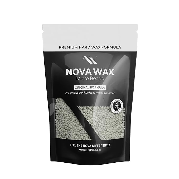 NOVA Wax 1000g (2.2lb) Hard Waxing Beads for Painless Hair Removal, Perfect for Brazilian, Bikini, Face, Legs, Underarm, Back, and Chest - Ideal for Sensitive Skin – Original Floral Scented Formula