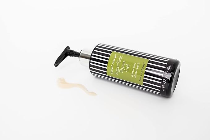 MGA Vegan Shave Gel for Men - Scruff Rescue Super Slick Shaving Gel for Men Sensitive Skin | Face Friendly pH Prevent Razor Bumps & Provides a Close, Smooth Shave with Less Skin Irritation - 6 fL OZ