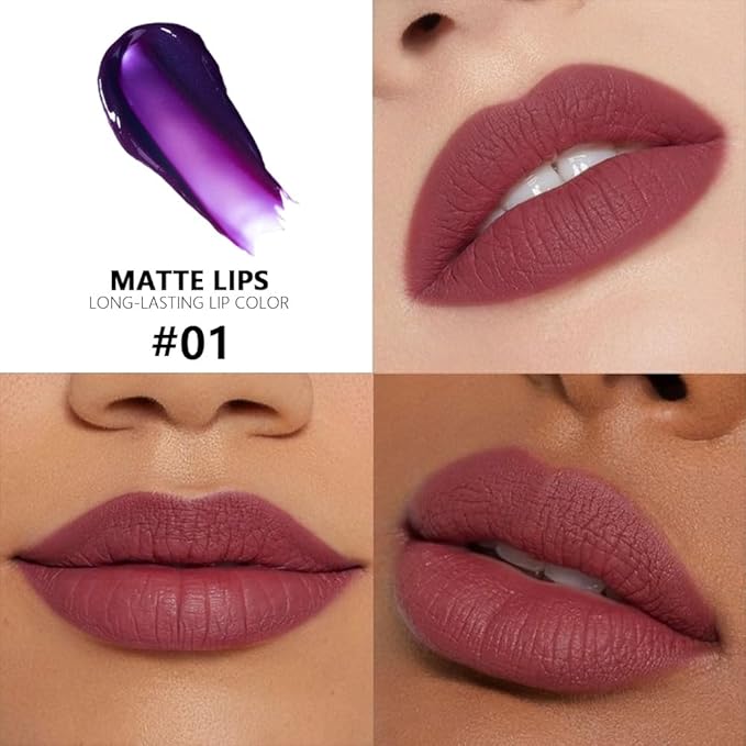 evpct Deep Mauve Red Peel Off Lip Stain Tints, Matte Liquid Lipstick Lip Stain Long Lasting Waterproof for Women, Non-stick Cup Lipstick Peel Off Highly Pigmented Not Faded Smudge-proof Easy to Apply