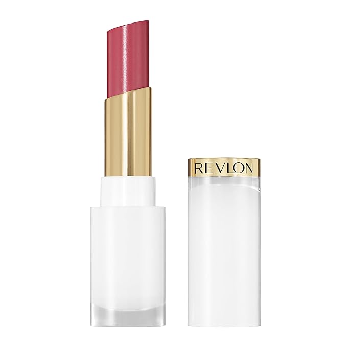 REVLON Super Lustrous Glass Shine Balm, Hydrating Tinted Lipstick, Sheer, Glossy Shiny Finish, 005 Glossed Up Rose, 0.11 oz