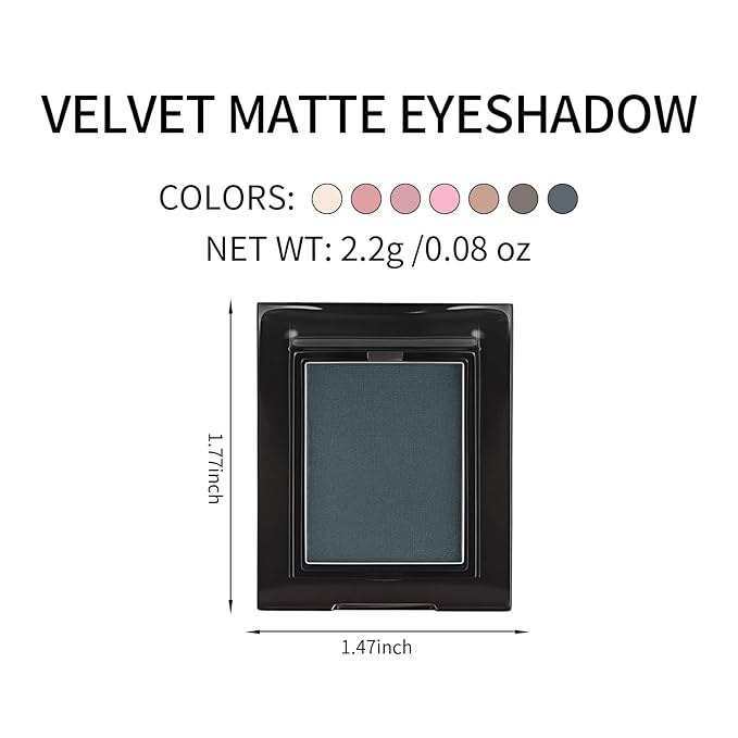 Erinde Single Matte Eyeshadow Palette, Velvet Eye Shadow Compact Powder Natural Makeup, Long-Lasting Eye Makeup, Ultra-Blendable, Pigmented Color, Vegan Formula, H01 Trooper
