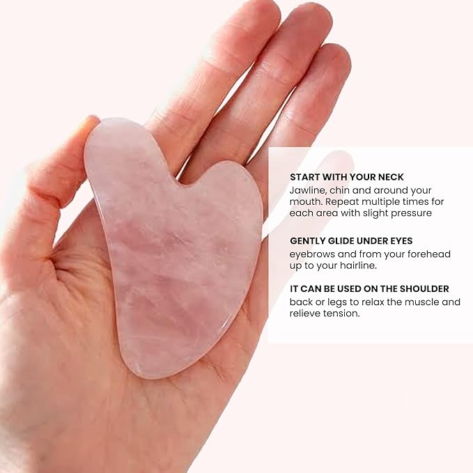 ROSELYNBOUTIQUE Gua Sha Facial Tools & Face Roller Original Face Massager for Puffiness Wrinkless Skin Care Routine - Self Care Gift for Men Women (Pink)