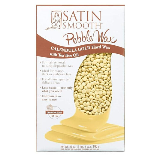 Satin Smooth Hard Wax Beads – Calendula Gold, Pebble Wax for Hair Removal on Coarse Hair, Sensitive Skin & Brazilian Waxing, 35 oz