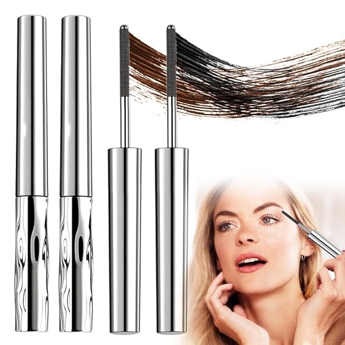 2 Pcs Iron Wand Mascara, 2026 Upgraded Waterproof Metal Wand Mascara Volume and Length, Long-Lasting Fine Tip 3D Curling Eyelash Lash Extensions (2Pcs-A)