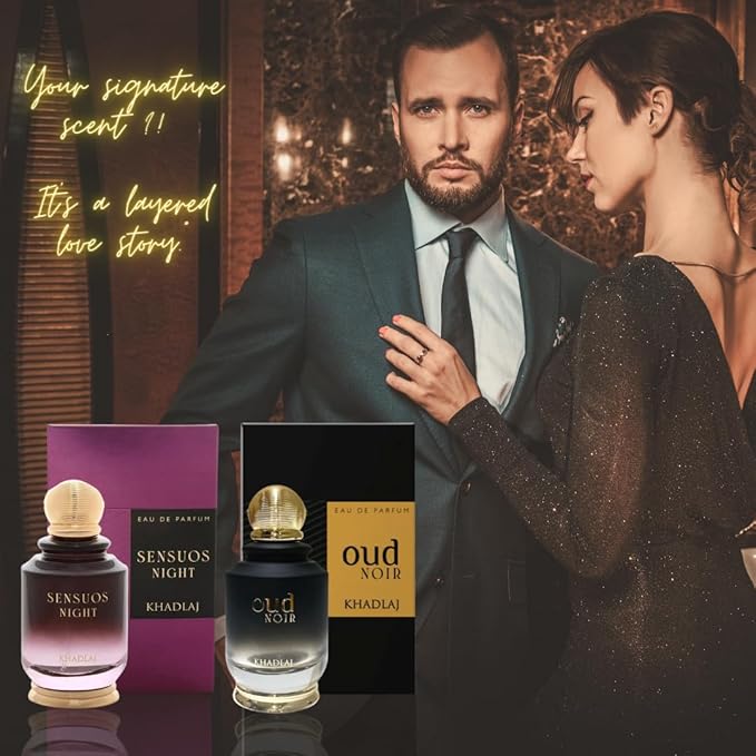Sensous Nights & Oud Noir EDP 100ML BY KHADLAJ (BUNDLE, 3.4)
