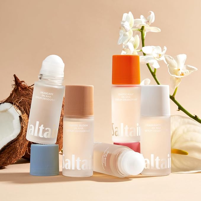 Saltair Serum Deodorant Salt Water Vanilla 2 Pack. 5% AHA Formula. Lactic Acid and Mandelic Acid Deodorant. Aluminum Free Odor Control for Women and Men. Travel Essentials, 2x 1.7oz Roll On
