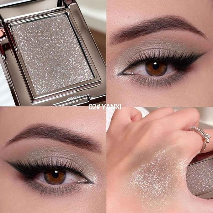 Single Glitter Eyeshadow Palette Makeup– velvet Cream Shimmer MIni Eye Shadow,Velvet Eyeshadow Palette –Shimmer Eye Makeup – Vegan& Cruelty-Free. (02#Taupe glitter, 1 Count (Pack of 1))