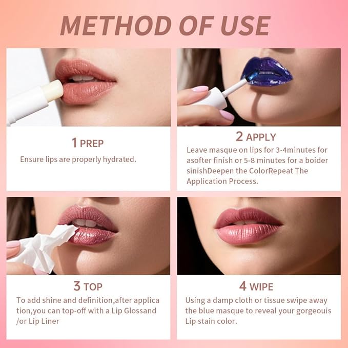 Lip Stain - Wipe-Off & Peel Off Lip Color | Waterproof, Long Lasting, Transfer-Resistant, Smudge-Proof Lip Tint | Easy Wipe Finish, High Pigment | All-Day Vibrant Kiss-Proof Lip Stain, brown
