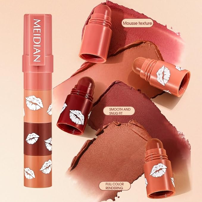 Queen Diary 4PCS Velvet Matte Lipstick for Women, Ash Pink Orange Toned Positive Red Black Tea Oxblood Rose Violet Lip Stain，Waterproof Lipstick Long Lasting Makeup Gift Sets (Set B)