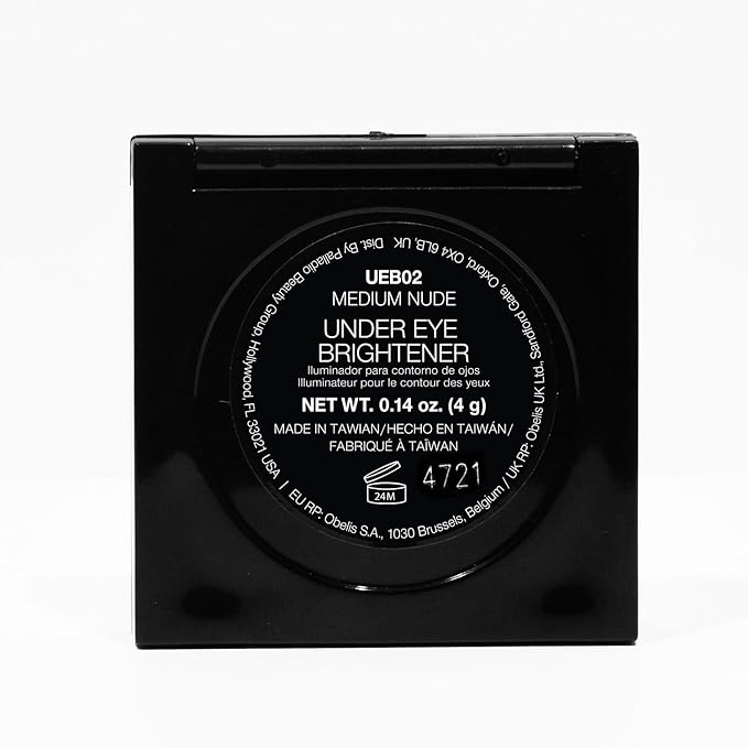 Palladio Under Eye Brightener, Conceal, Brightens, Reduces Appearance of Dark Circles, With Caffeine Peptides & Vitamin E, Tired Skin Color Correcting Brightener & Primer (Medium Nude)