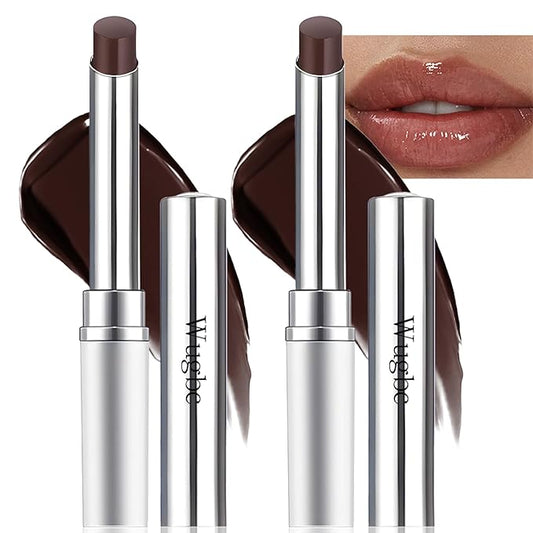 2 PCS Tinted Lip Balm Hydrating Sheer Natural Glossy Lip Care Balm for Repairing Dry Lips Lightweight Black Candy Color Non-Sticky Lipstick Makeup for All Skin Tones